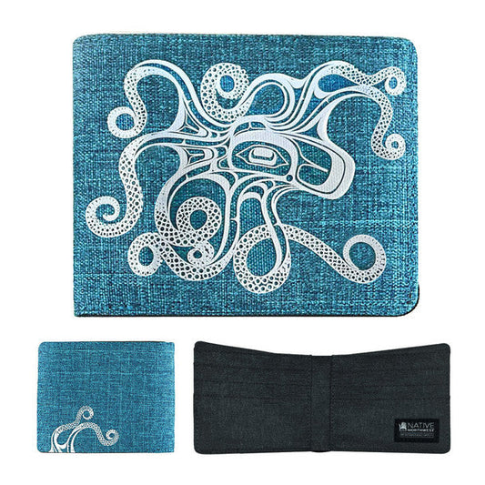 Octopus print canvas wallet